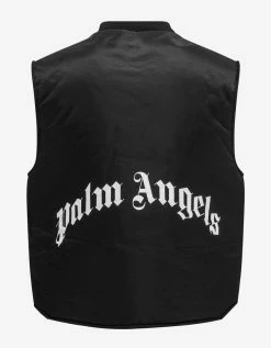 Palm Angels Black Curved Logo Gilet Clothing