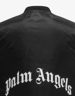 Palm Angels Black Curved Logo Gilet Clothing
