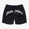 Palm Angels Black Curved Logo Swim Shorts Clothing