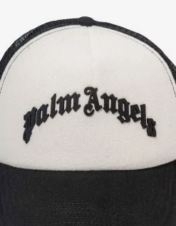 Palm Angels Accessories Black Curved Logo Trucker Hat
