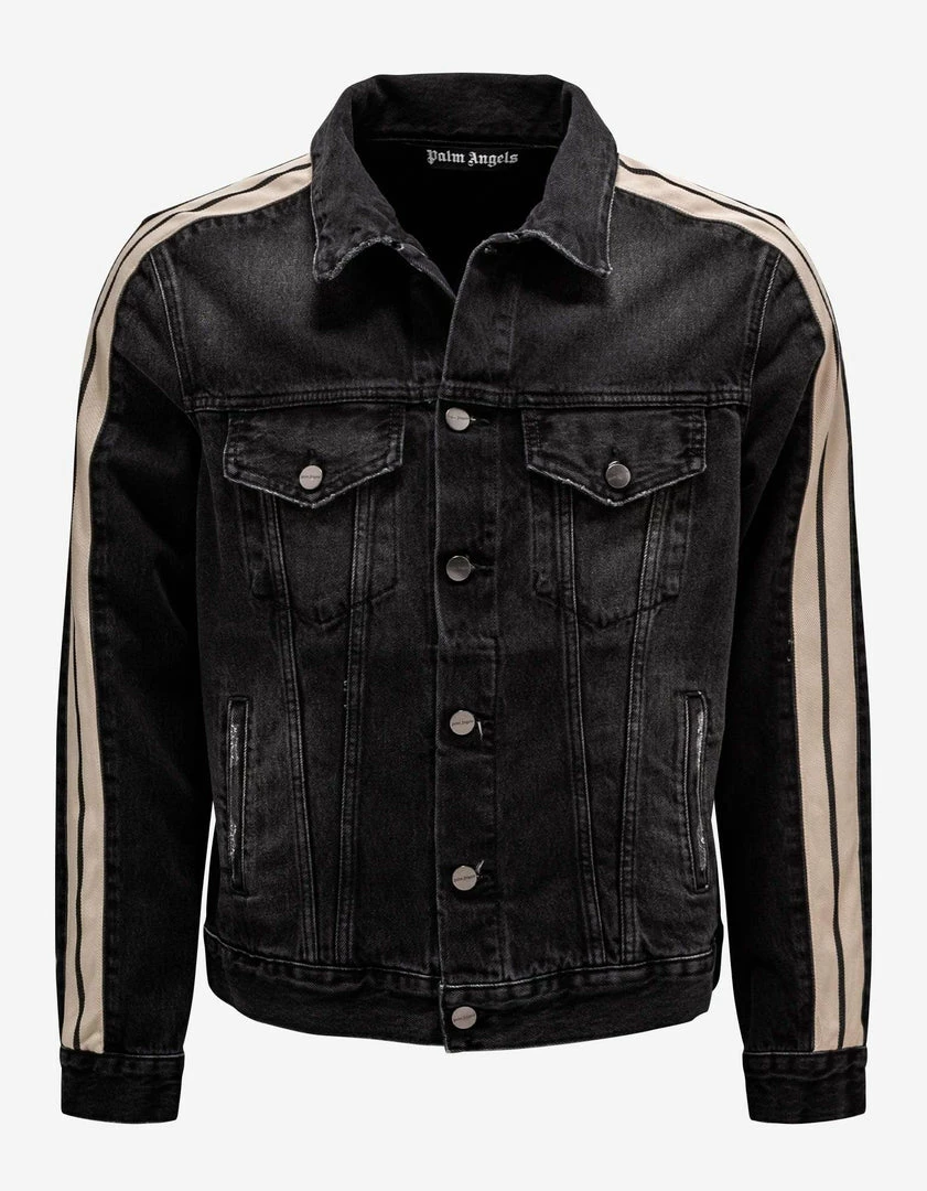 Discount π₯° Palm Angels Clothing Black Denim Jacket With Stripes π 3 Palm Angels Clothing Black Denim Jacket With Stripes