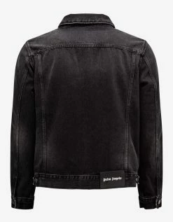 Palm Angels Clothing Black Denim Jacket With Stripes