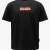 Palm Angels Black Garment Dye Burning Logo T-Shirt Clothing