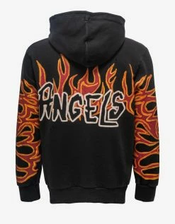 Palm Angels Black Graffiti Flames Hoodie