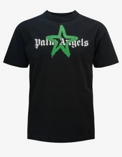Palm Angels Black & Green Star Sprayed T-Shirt