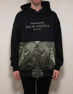 Palm Angels Black Hybrid Hoodie Clothing