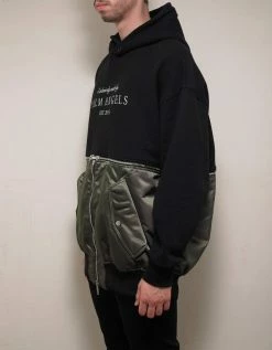Palm Angels Black Hybrid Hoodie Clothing