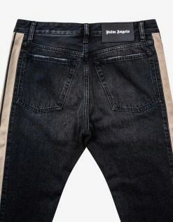 Palm Angels Black Jeans With Stripes Clothing