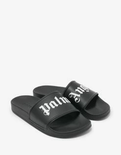 Palm Angels Black Logo Pool Sliders