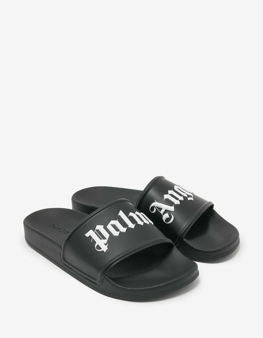 Coupon ⭐ Palm Angels Black Logo Pool Sliders 😀 3 Palm Angels Black Logo Pool Sliders