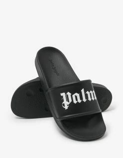 Coupon ⭐ Palm Angels Black Logo Pool Sliders 😀 15 Palm Angels Black Logo Pool Sliders