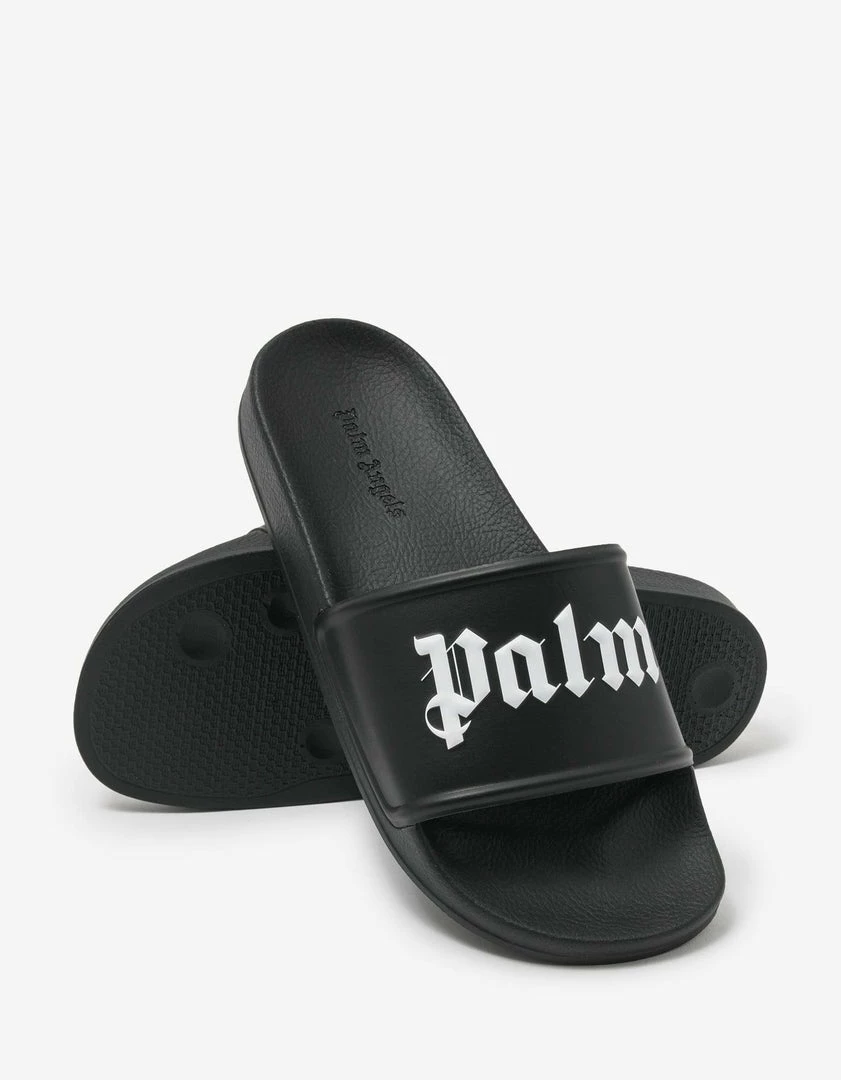 Coupon ⭐ Palm Angels Black Logo Pool Sliders 😀 9 Palm Angels Black Logo Pool Sliders