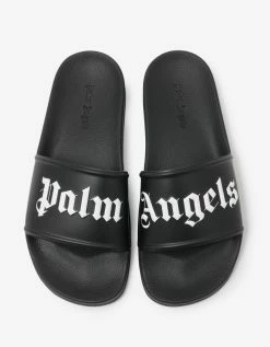 Coupon ⭐ Palm Angels Black Logo Pool Sliders 😀 12 Palm Angels Black Logo Pool Sliders