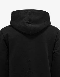Palm Angels Black Lurex Logo Distressed Hoodie