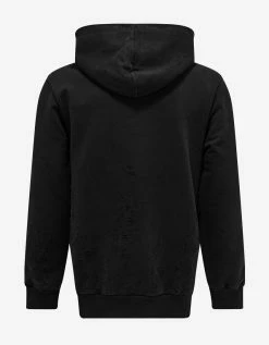 Palm Angels Black Lurex Logo Distressed Hoodie