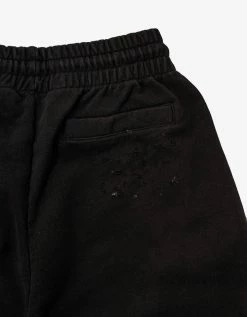 Palm Angels Clothing Black Lurex Logo Distressed Sweat Shorts
