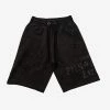 Palm Angels Clothing Black Lurex Logo Distressed Sweat Shorts