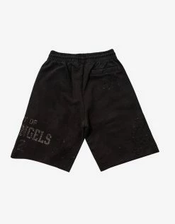 Palm Angels Clothing Black Lurex Logo Distressed Sweat Shorts