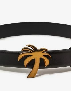 Palm Angels Accessories Black Palm Leather Belt