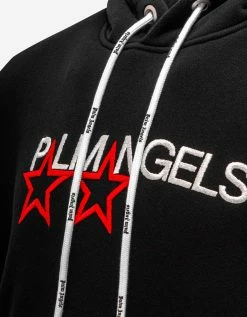 Palm Angels Clothing Black Racing Star Embroidery Hoodie