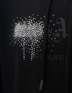 Palm Angels Clothing Black Rhinestone Sprayed Logo Hoodie