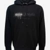 Palm Angels Clothing Black Rhinestone Sprayed Logo Hoodie
