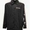 Palm Angels Clothing Black Sleeve Print Coach Jacket