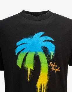 Palm Angels Clothing Black Sprayed Palm Classic T-Shirt