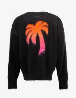 Palm Angels Clothing Black Sprayed Palm Intarsia Sweater