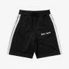 Palm Angels Black Track Shorts With Stripes Clothing