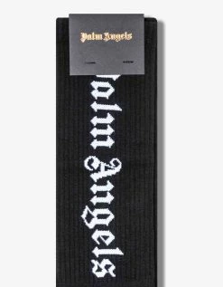 Palm Angels Black Vertical Logo Socks