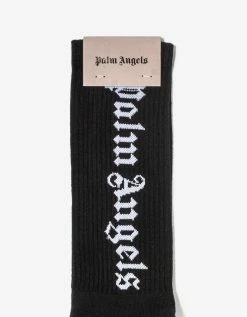 Palm Angels Accessories Black Vertical Logo Socks