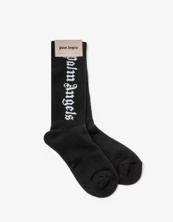 Palm Angels Accessories Black Vertical Logo Socks