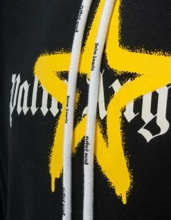 Palm Angels Black & Yellow Star Spray Hoodie