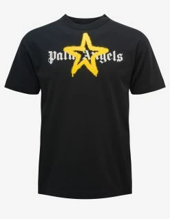 Palm Angels Clothing Black & Yellow Star Sprayed T-Shirt