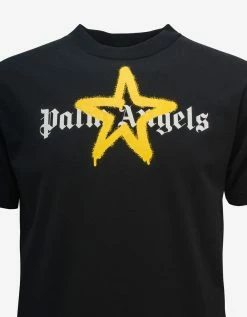 Palm Angels Clothing Black & Yellow Star Sprayed T-Shirt