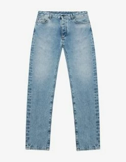 Palm Angels Clothing Blue Back Logo Print Jeans