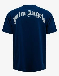 Palm Angels Blue Broken Palm T-Shirt Clothing