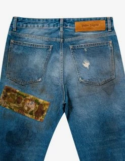 Palm Angels Clothing Blue Curved Palm Tree Regular Jeans