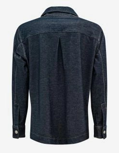 Palm Angels Blue Denim-Effect Shirt With Stripes