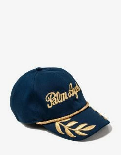 Palm Angels Blue Logo Embroidery Commander Cap Accessories