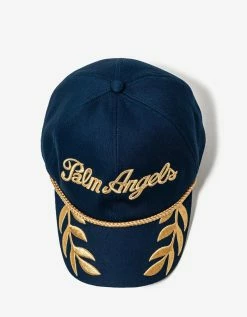 Palm Angels Blue Logo Embroidery Commander Cap Accessories