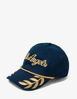 Palm Angels Blue Logo Embroidery Commander Cap Accessories