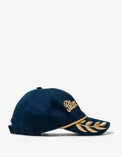 Palm Angels Blue Logo Embroidery Commander Cap Accessories