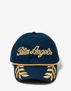 Palm Angels Blue Logo Embroidery Commander Cap Accessories