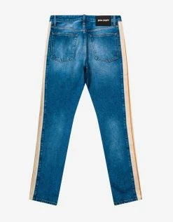 Palm Angels Clothing Blue Side-Stripe Jeans