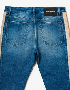 Palm Angels Clothing Blue Side-Stripe Jeans