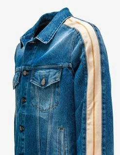 Best Pirce ✔️ Palm Angels Clothing Blue Track Denim Jacket ❤️ 12 Palm Angels Clothing Blue Track Denim Jacket