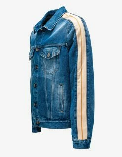 Best Pirce ✔️ Palm Angels Clothing Blue Track Denim Jacket ❤️ 10 Palm Angels Clothing Blue Track Denim Jacket