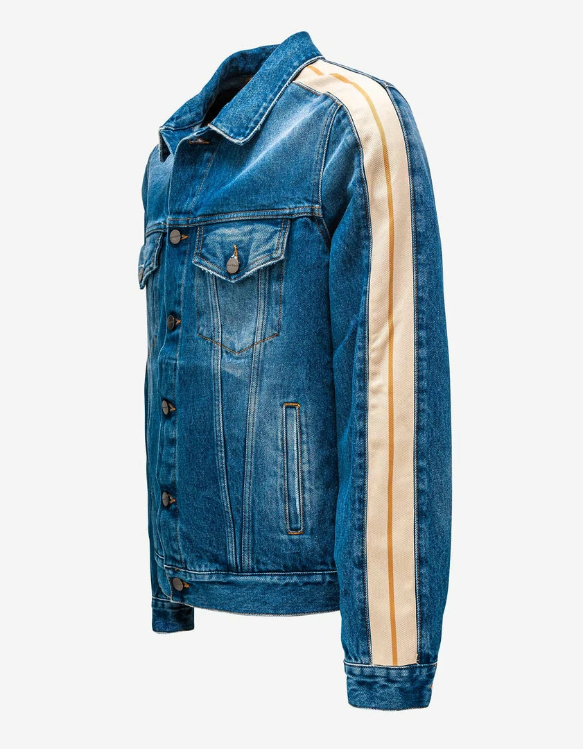 Best Pirce ✔️ Palm Angels Clothing Blue Track Denim Jacket ❤️ 5 Palm Angels Clothing Blue Track Denim Jacket